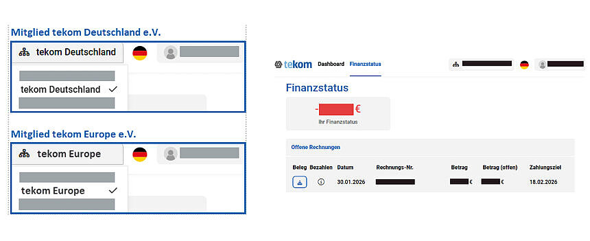 Verband auswählen und Finanzstatus abrufen