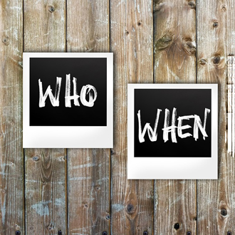 Who When Auf zwei Polaroidfotos steht jeweils "Who" und "When".